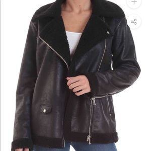 Avec Les Filles Black Shearling Jacket
